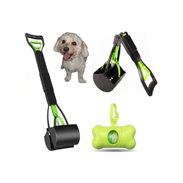 Pet Poop Scooper with Dog Poop Bag Dispenser for Convenient Cleaning and Disposal