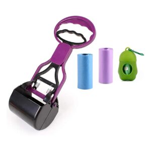 Pet Pooper Scooper with Comfortable Grip and Easy Waste Bag Dispenser for Quick Cleanups