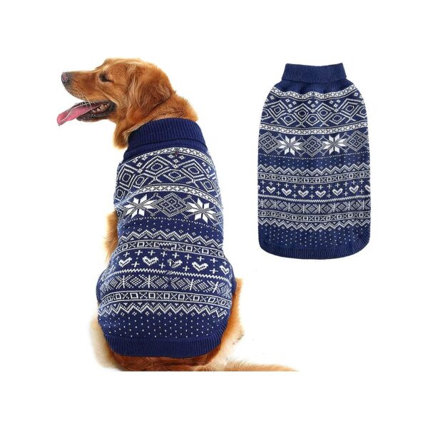 Pet Puppy Clothing Medium Blue Argyle Sweater, Soft Coat for Small to Large Dogs