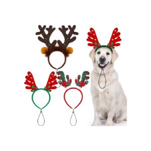 Pet Reindeer Antlers Christmas Headbands 3 Pack Adjustable Dog Costume Gifts for Dogs