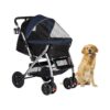 Pet Rover Travel Carriage with Under-Basket and Accessory Bags for Organized Travel