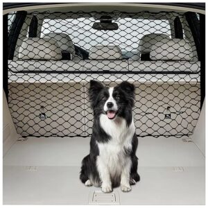 Pet Safety Barrier for Driving - 47" Dog Net with Hooks for SUVs and Trucks