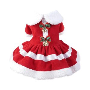 Pet Santa Claus Costume with Velvet Dress and Comfortable Fit for Medium Dogs