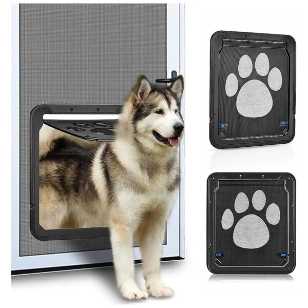 Pet Screen Door with Lockable Self-Closing Design for Cats and Dogs