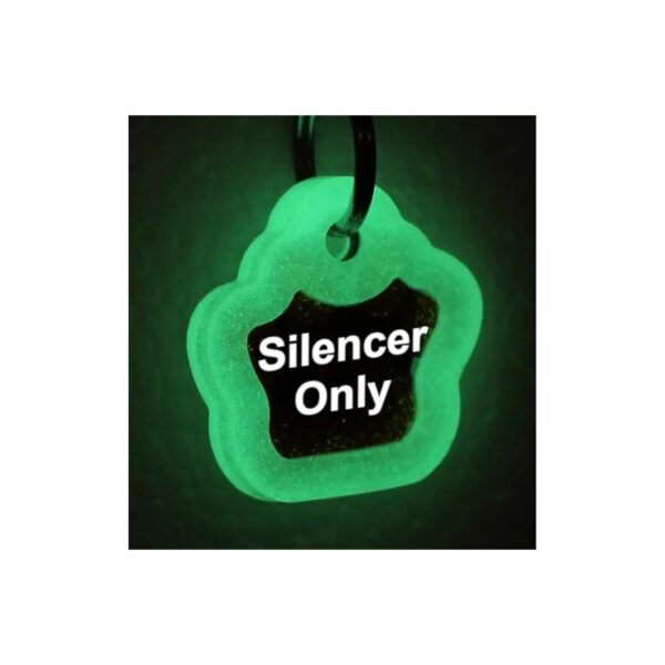 Pet Silencer tags Glitter Paw Print Silicone ID Tag for Dogs and Cats with Green Glow