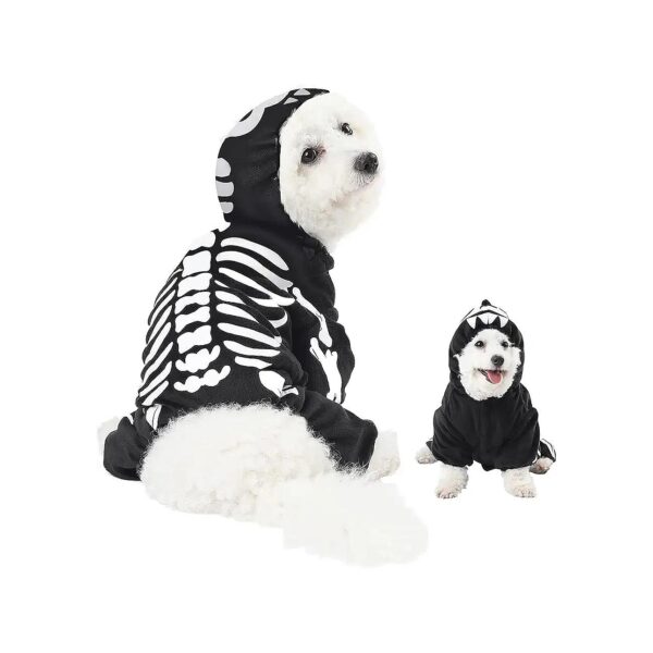 Pet Skeleton Hoodie Costume for Halloween Dress Up Party Festival Cosplay Wear