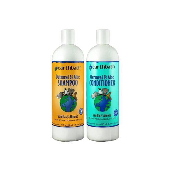 Pet Skin Relief Shampoo Conditioner Set with Oatmeal and Aloe Vera for All Skin Types