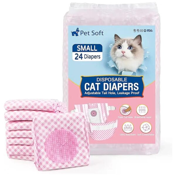 Pet Soft Disposable Diapers with Adjustable Foam Tail Hole for Small Female & Male Cats