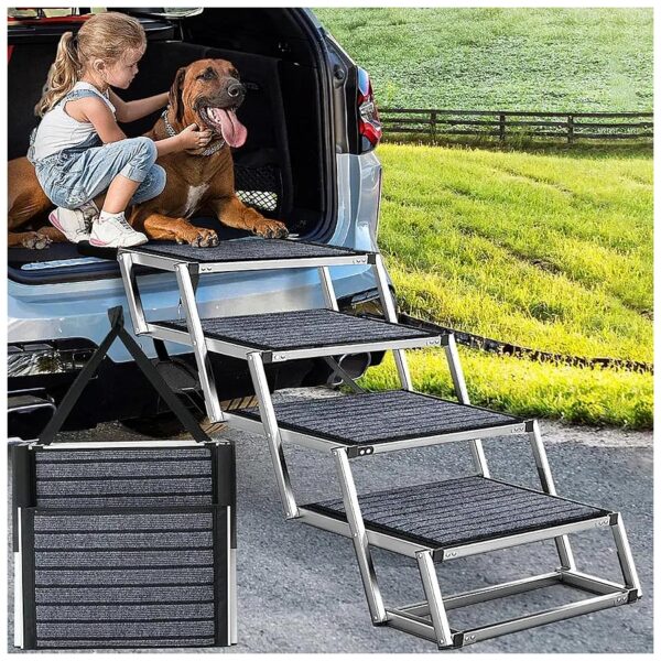 Pet Steps for Cars, SUV, High Beds, Trucks, Rug Included