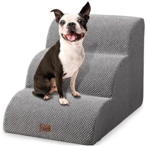 Pet Steps for Small Dogs - Low Stress Dog Stairs for Bed Couch with Non-Slip Rubber Dots