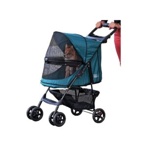 Pet Stroller for Cats and Dogs with Zipperless Entry and Easy Fold Design