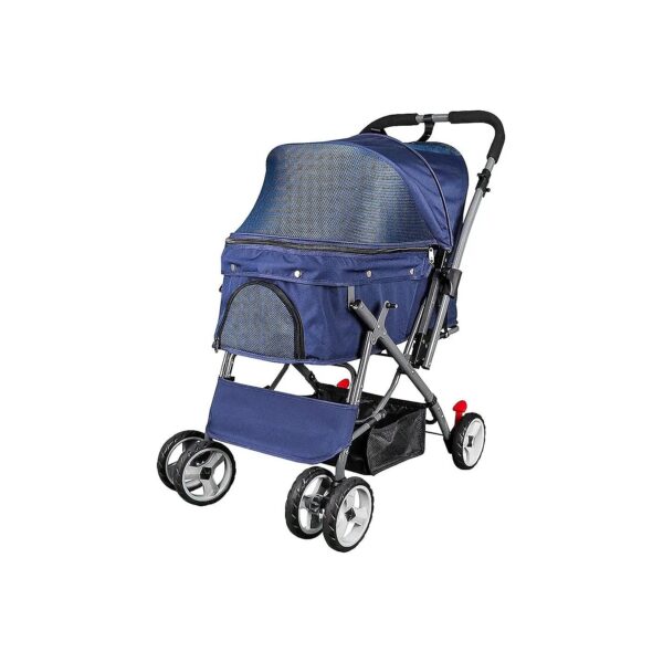 Pet Stroller with Reversible Handle for Small to Medium Animals Up to 40 Pounds Blue