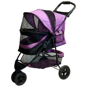 Pet Stroller with Zipperless Entry and One-Hand Fold for Cats and Small Dogs