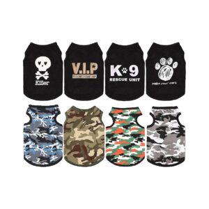 Pet Summer Apparel, 8 Pieces Chest Stretchy Sleeveless Shirts for Dog Puppy and Cat