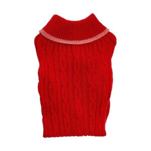 Pet Sweater for Medium Size Breeds - 100% Acrylic Fabric with Classic Cable Knit Design