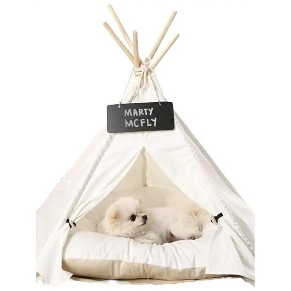 Pet Teepee with Soft Cushion and Portable Design for Small Dogs and Cats