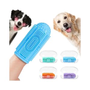 Pet Toothbrush Kit, 4Pack Finger Toothbrushes for Large, Medium, and Small Dogs