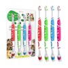 Pet Toothbrush for Dogs Cats with Double Sided Head and Soft Natural Fibers