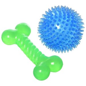 Pet Toy Set with Spiky Ball and Bone Shaped Toys for Dogs