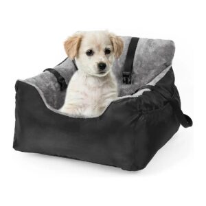 Pet Travel Car Seat with Storage Pockets and Adjustable Straps for Small Dogs