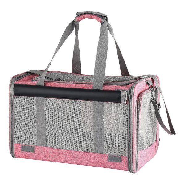 Pet Travel Carriers with Faux Leather Liner and Compact Storage for Cats and Small Dogs