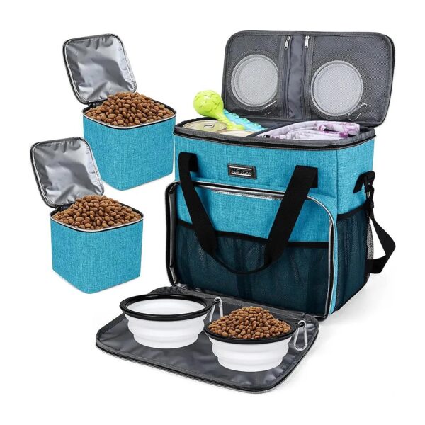 Pet Travel Kit with Collapsible Bowls and Food Containers for Dog Travel Supplies