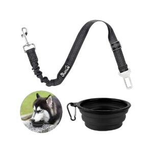 Pet Travel Set with Adjustable Seat Belt and Collapsible Dog Bowl