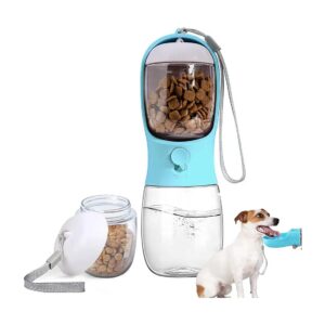 Pet Travel Water Bottle with Food Container for Cats, Rabbits, and Puppies