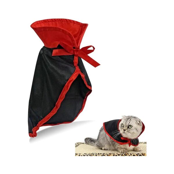 Pet Vampire Cloak Costume for Cats and Small Dogs Satin Fabric Holiday Wear