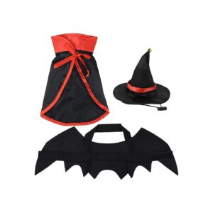 Pet Vampire Costume with Adjustable Bat Wings and Soft Cloak Cape for Halloween Party