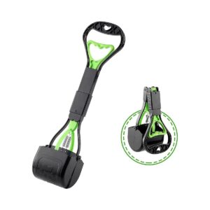 Pet Waste Scooper with Sturdy Spring and Long Handle for Easy Pick Up on Grass and Gravel