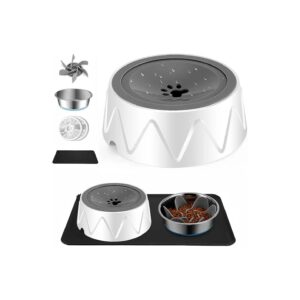 Pet Water Bowl Set with Slow Feeder Bowls and Nonslip Base for Secure Use