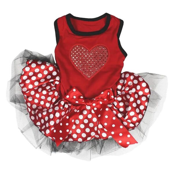 Petite Red Polka Dot Dog Dress with Stretchy Fabric and Comfortable Fit