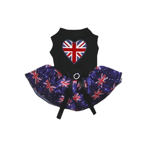 Petitebella Black UK Flag Heart Puppy Dog Dress for Medium to Large Breeds