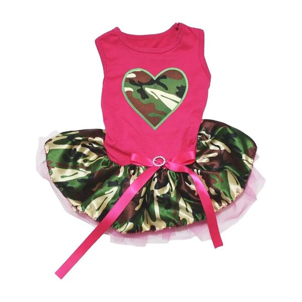 Petitebella Inspired Hot Pink Camouflage Heart Puppy Dog Dress Medium