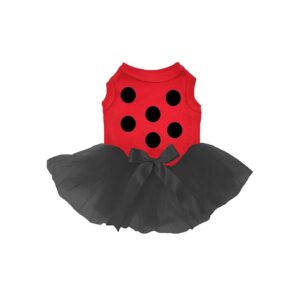 Petitebella Ladybird Puppy Dog Dress in Red/Black for XS-L Sizes