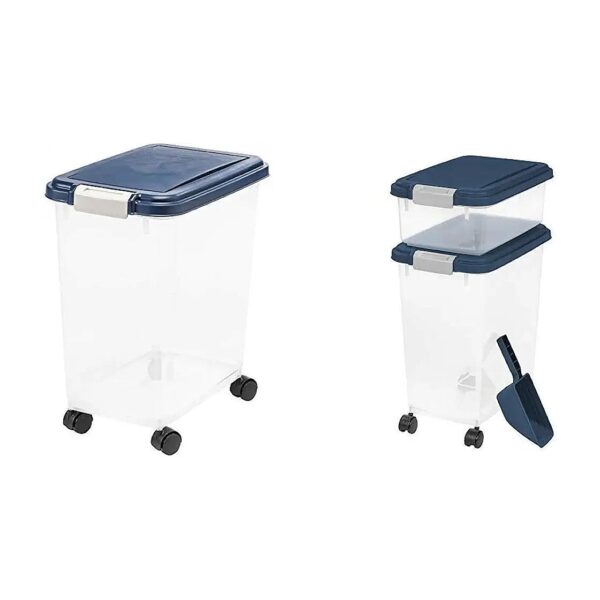 Piece Airtight Dry Pet Food Storage Container Set with Airtight Seals Navy Blue