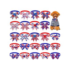 Piece Independence Day Dog Bow Tie Collar Set with Adjustable Star Stripe Design