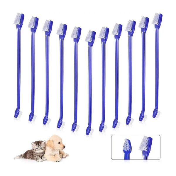 Piece Pet Toothbrush Set Soft Bristle Double-Headed Long Handle Pet Teeth Cleaning Kit