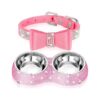 Piece Pink Dog and Cat Accessories - Rhinestone Bowl and Adjustable Collar