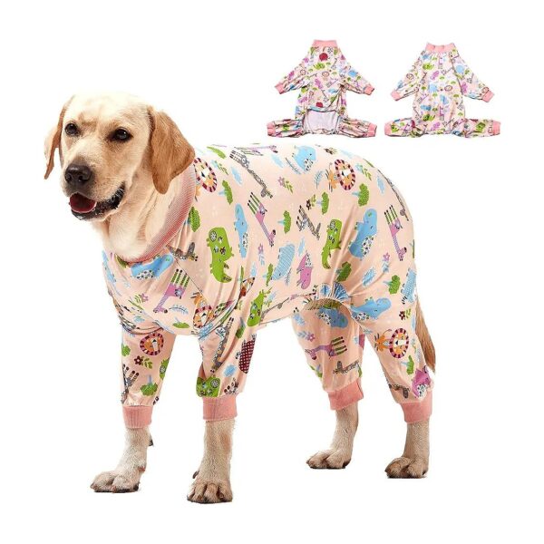 Pink Animal Print Dog Pajamas for Big Breeds Cozy and Stylish