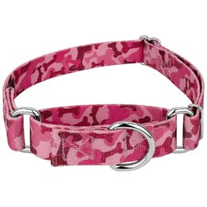 Pink Bone Camo Medium Martingale Dog Collar with Rugged Design