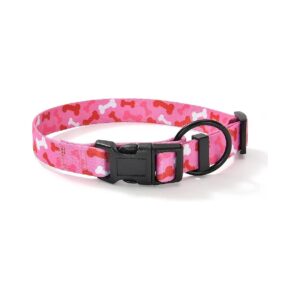 Pink Bone Nylon Puppy Collars for Small Medium Large Dogs