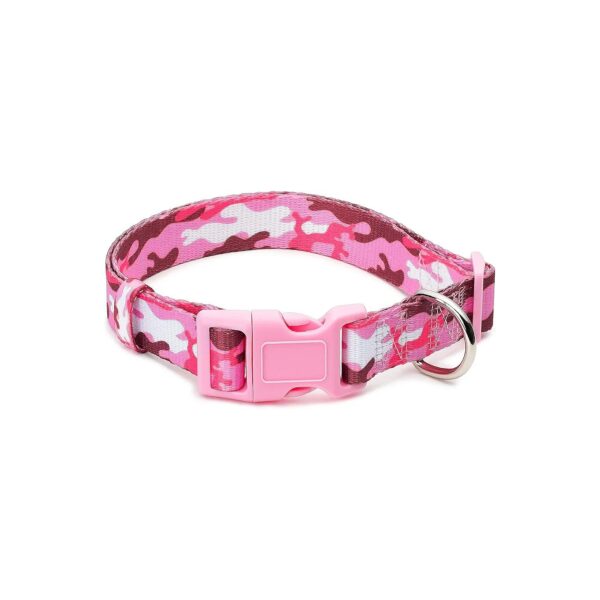 Pink Camo Dog Collar with Matching Buckle for Small Medium Large Breeds