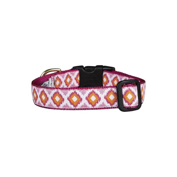 Pink Crush Dog Collar Nylolmatic Nylon Brass Hardware 1 Inch Wide