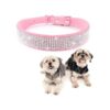 Pink Diamond Adjustable Dog Collar with Bling Rhinestones and Metal Buckle for Small Pets