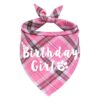 Pink Dog Birthday Bandana with Birthday Girl Print for Small to Large Dog Neck Sizes