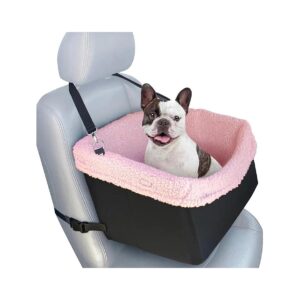 Pink Dog Booster Seat - Washable and Adjustable Pet Travel Carrier Bed for Medium Dogs