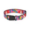 Pink Dog Collar with Ariel Flounder Fish Trio Poses and Plastic Clip