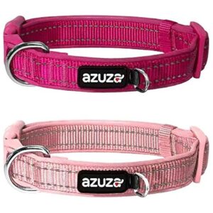 Pink Dog Collars with Reflective Strip and Soft Neoprene Padded Interior for Large Dogs